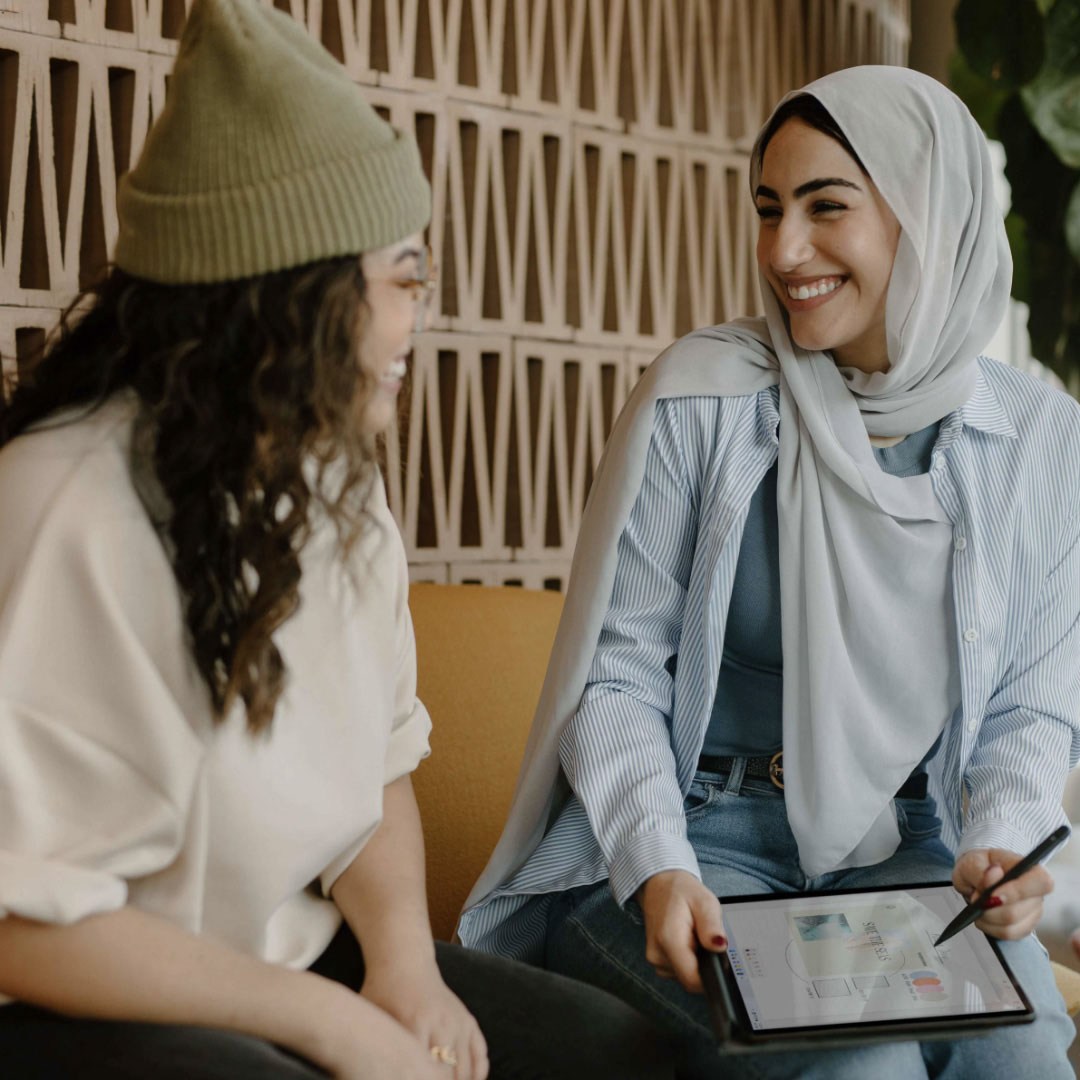Two women talking to each other