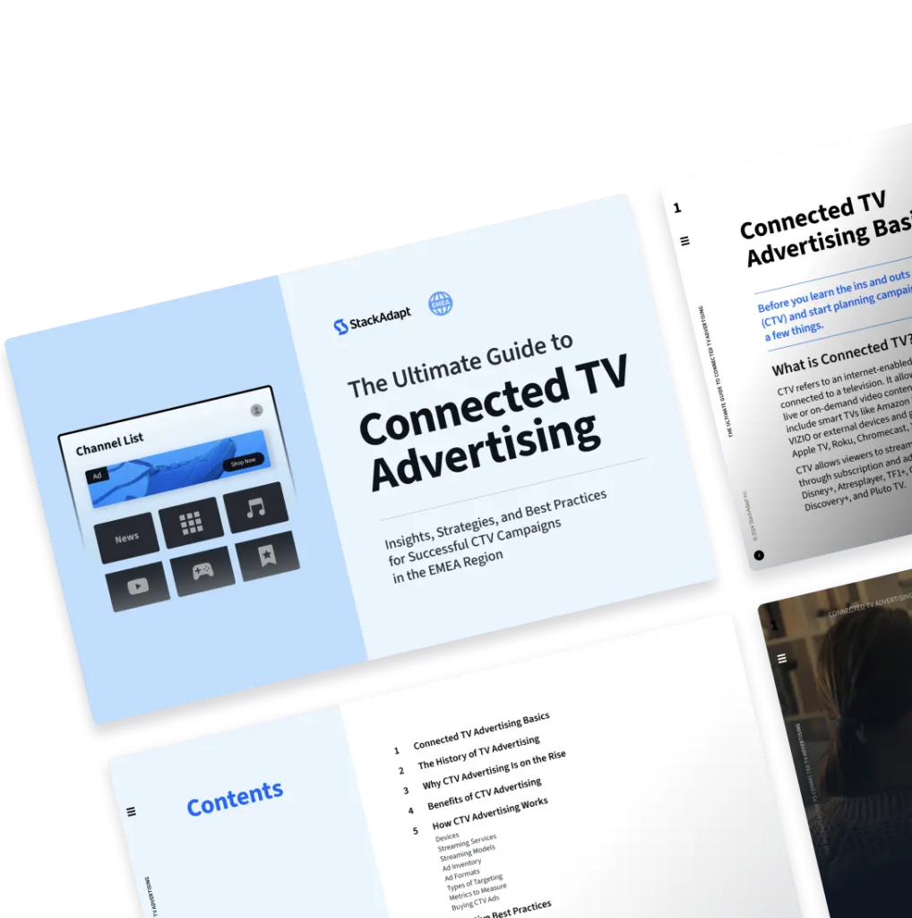 Cover design for StackAdapt's Ultimate Guide to Connected TV Advertising in the EMEA Region