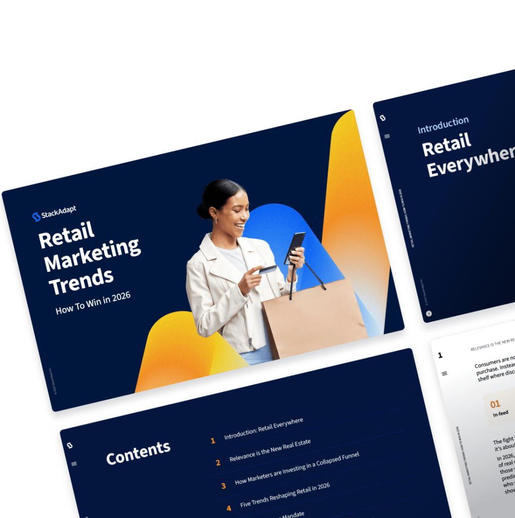 StackAdapt's report titled 'Retail Marketing Trends: How to Win in 2026' shown in a digital layout.