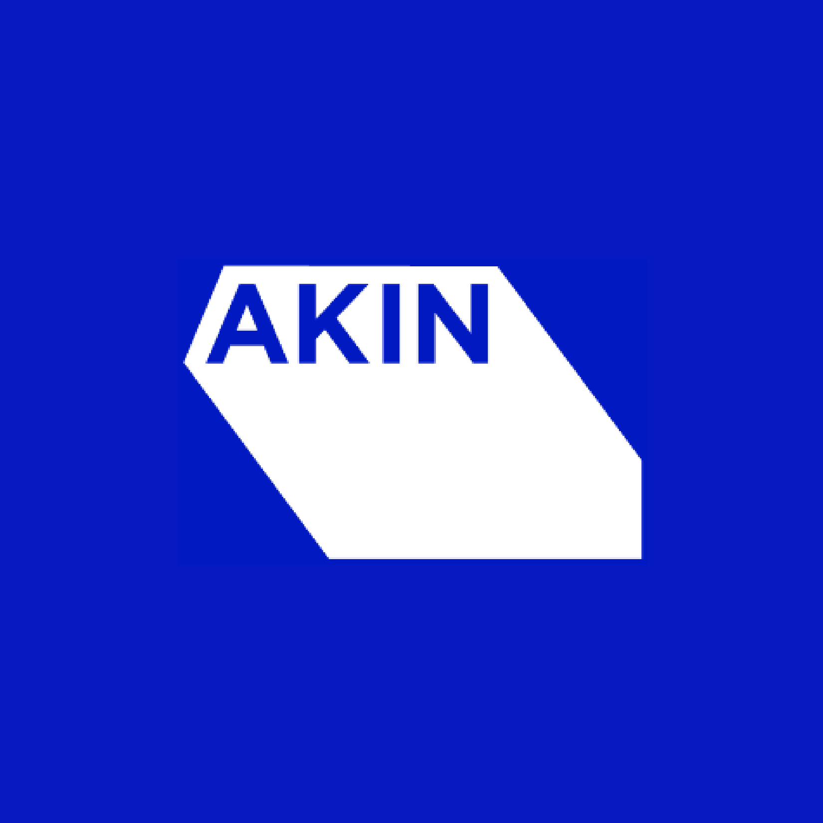 AKIN logo on a blue background