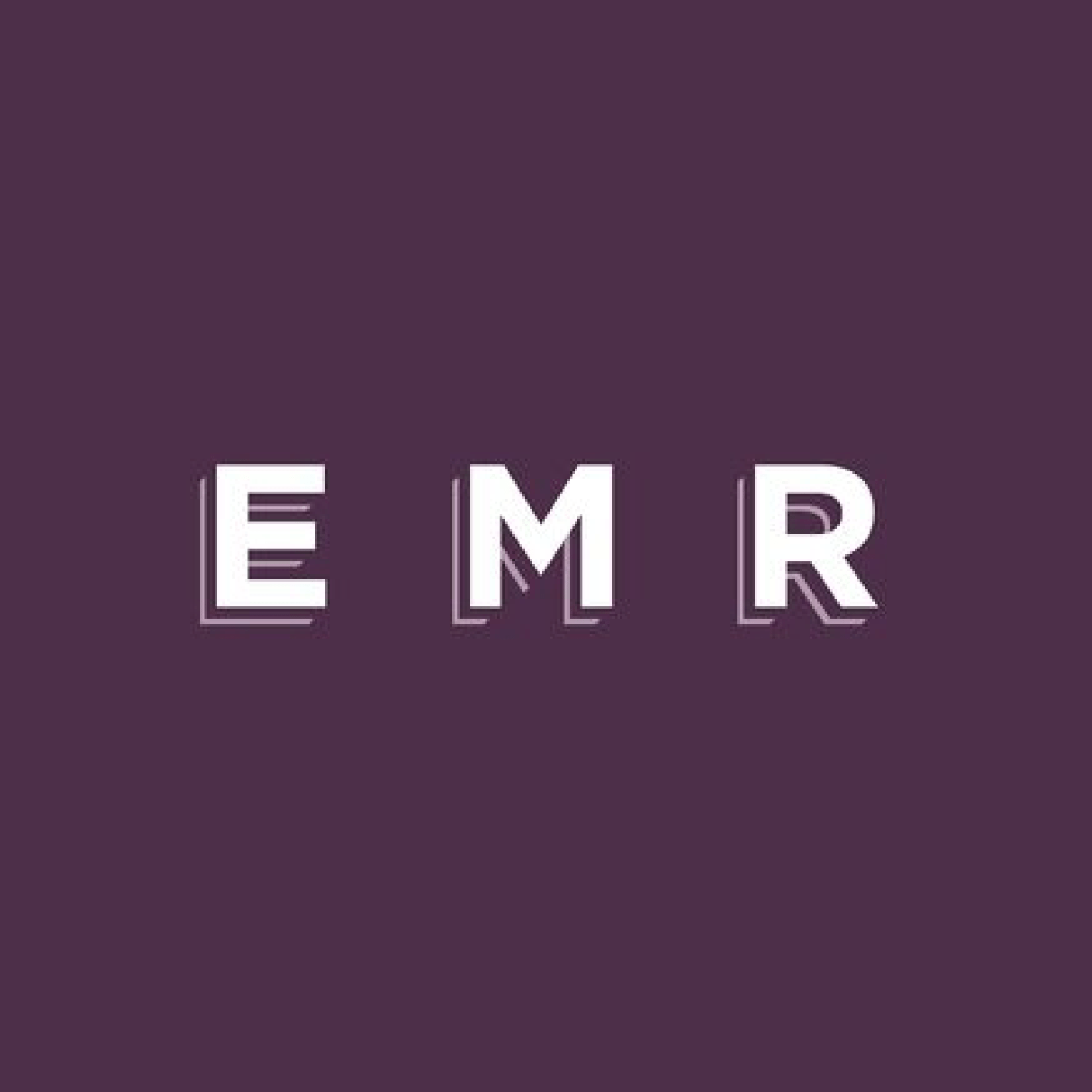 "E M R" letters on a purple background