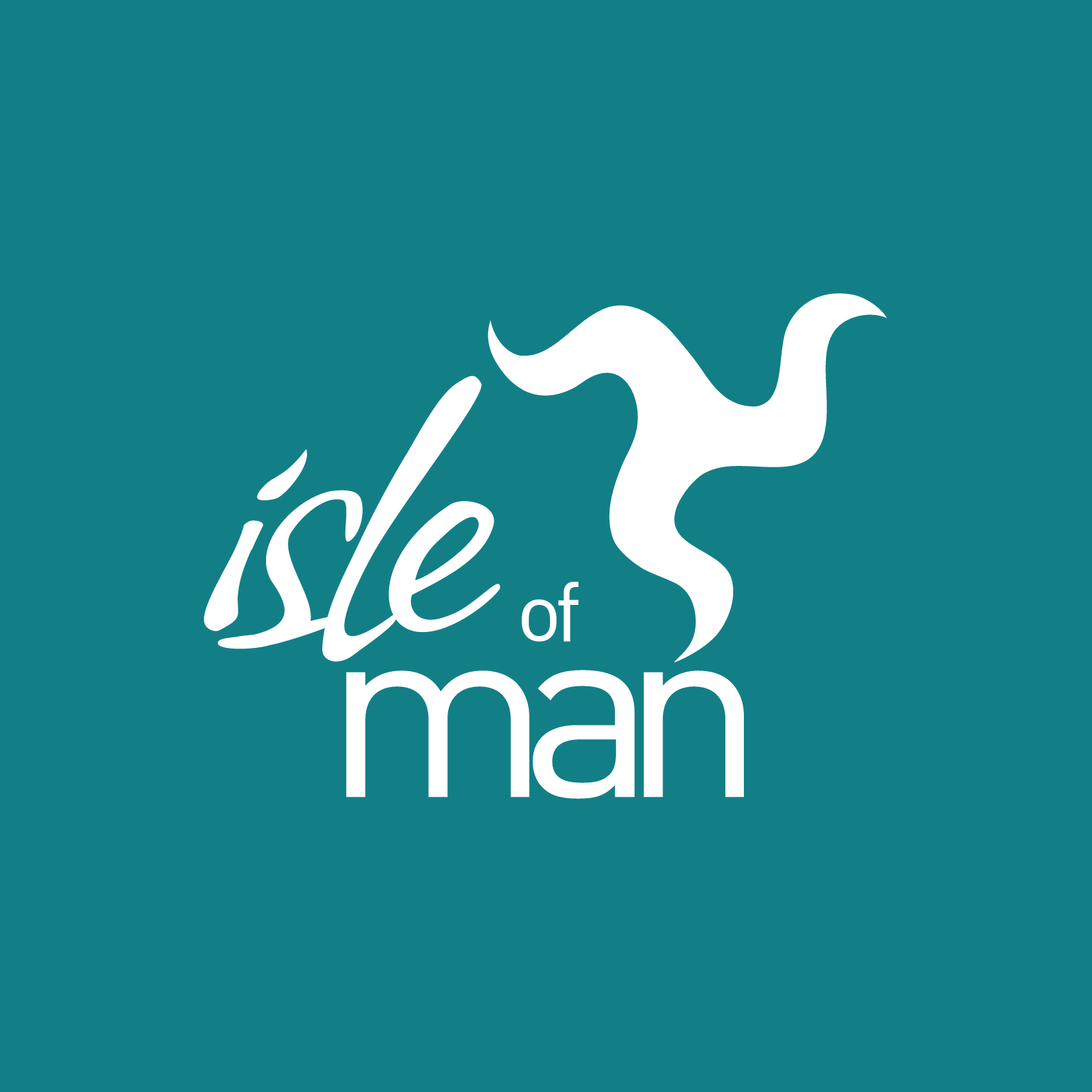 isle of man logo with a turquoise background