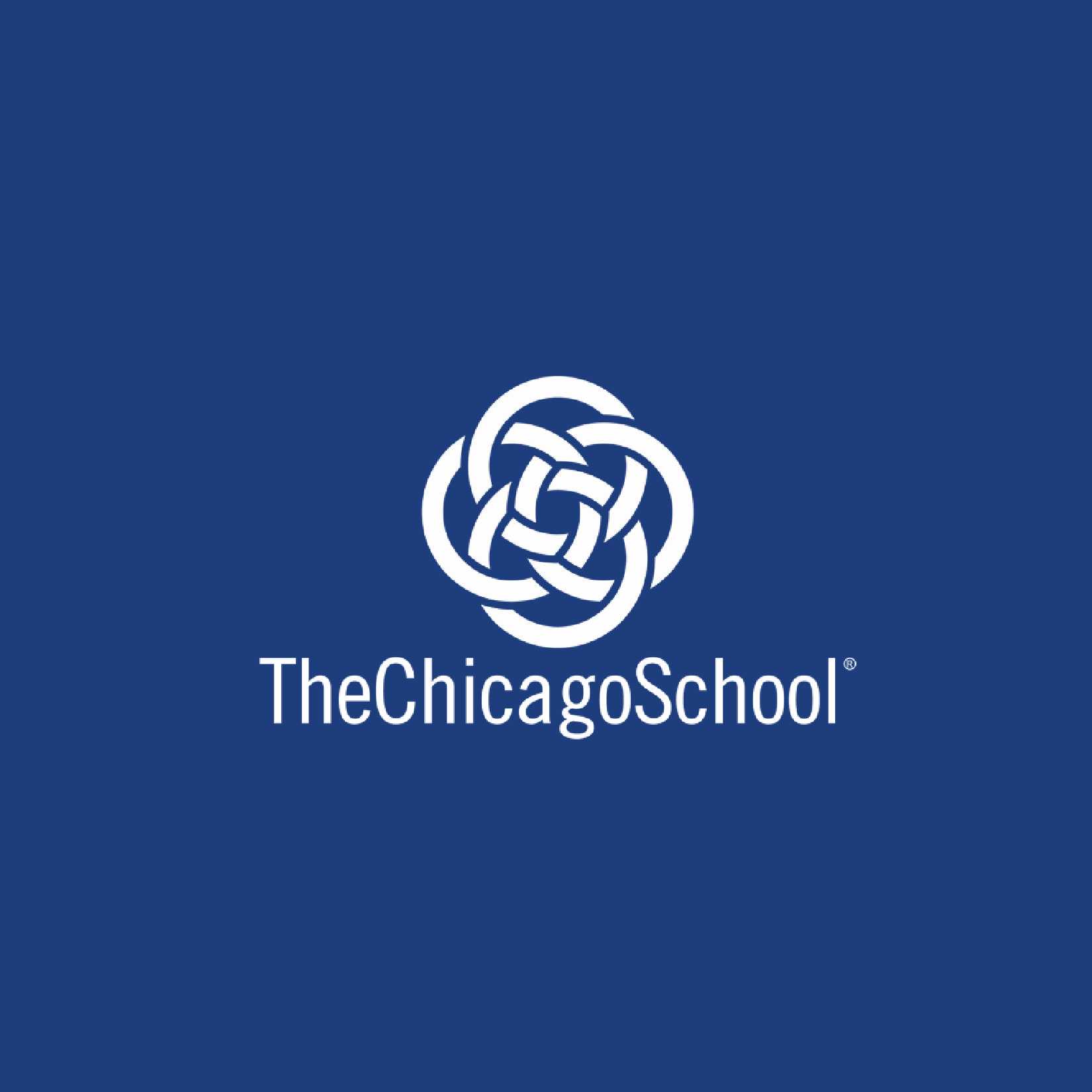 TCS Education System logo with TheChicagoSchool written below the logo on a blue background