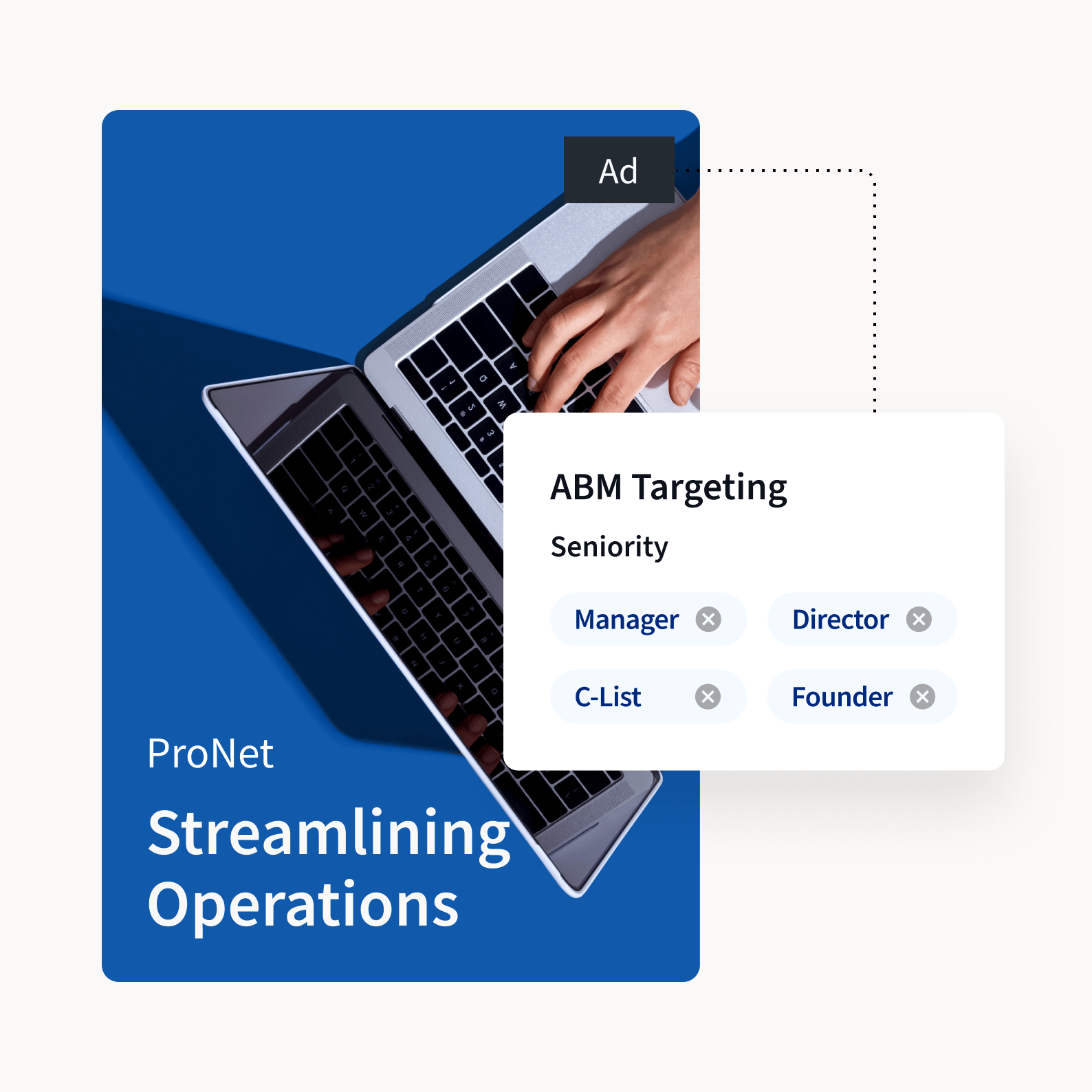 A B2B ad with ABM targeting metrics