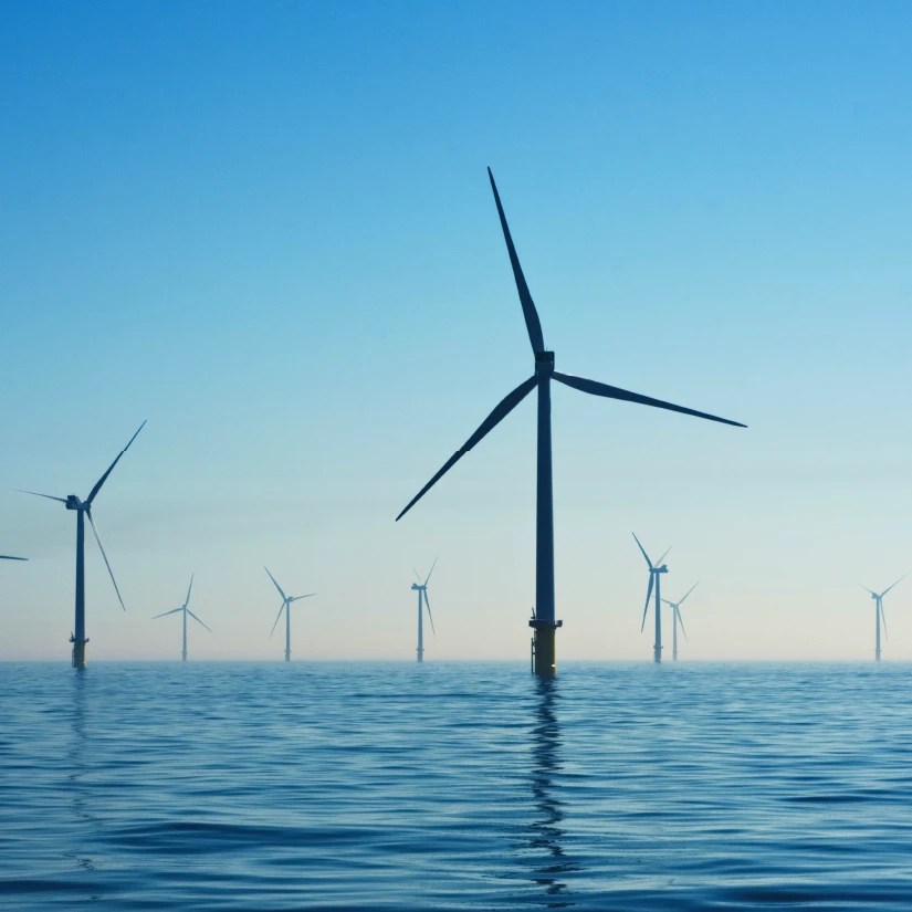 Wind farm in an ocean
