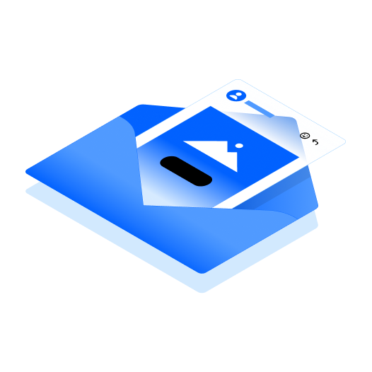 An isometric illustration of an open envelope with an email message inside.