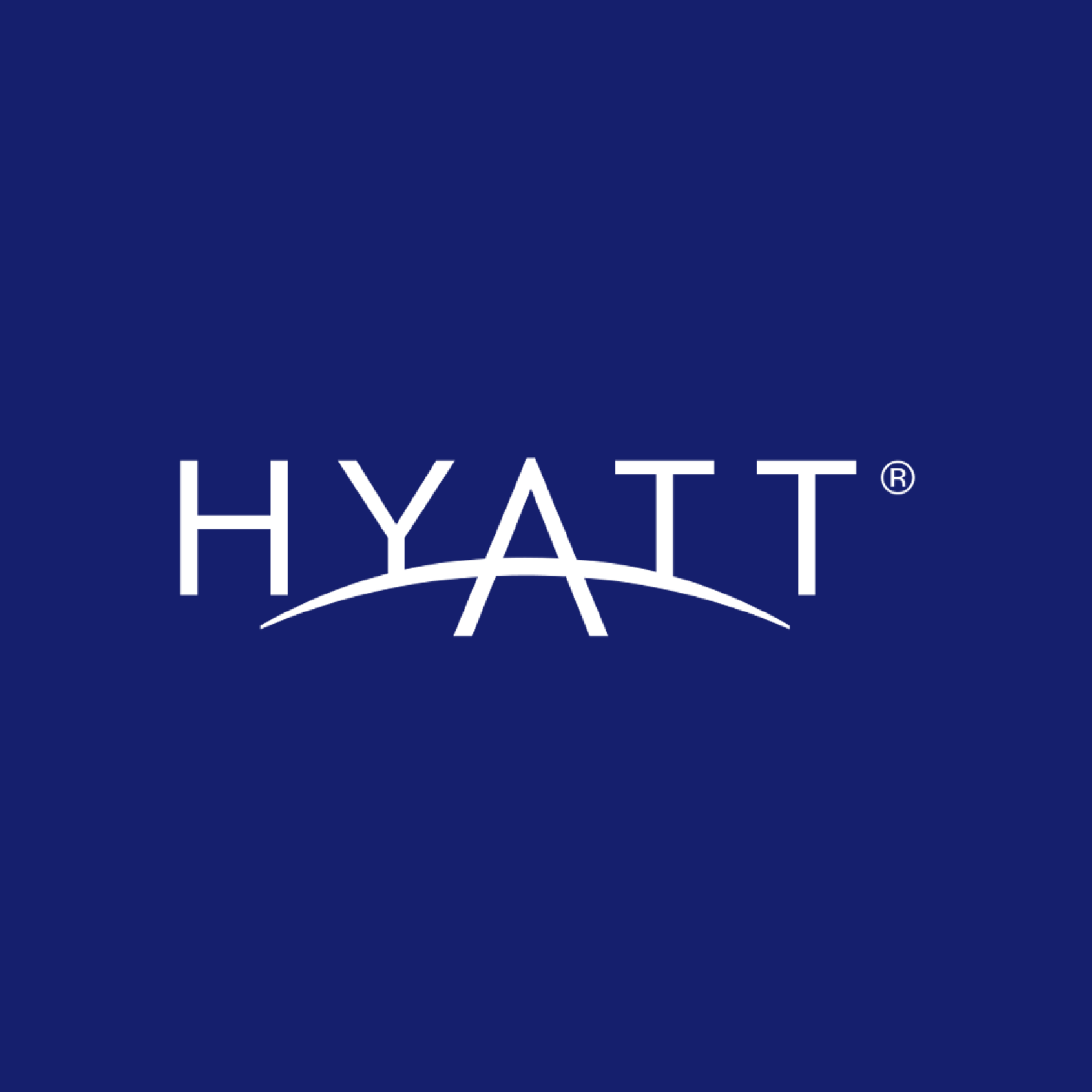 Hyatt Hotels logo on a blue background