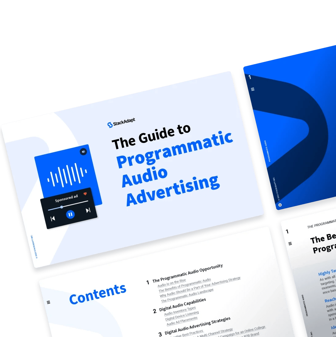 Cover design for StackAdapt's guide to programmatic audio advertising