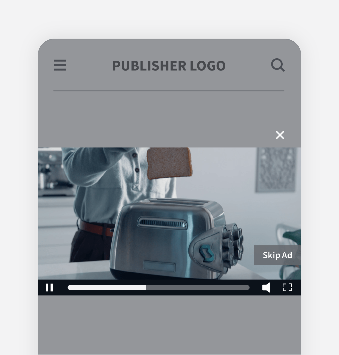 Illustrative example of an interstitial programmatic video ad for StackAdapt