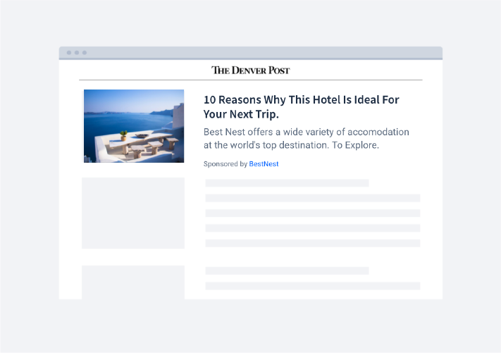 Example of a in-feed native advertising