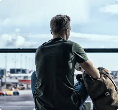 Man waiting at an airport