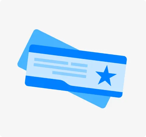 Illustration of two blue plane tickets