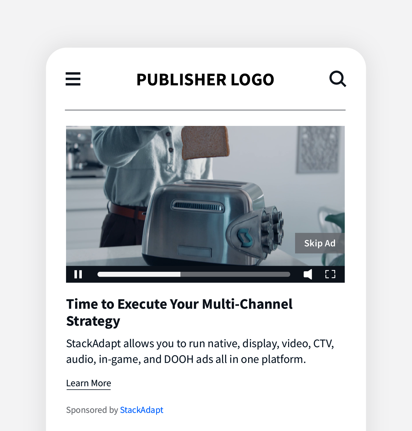 Illustrative example of a native programmatic video ad for StackAdapt