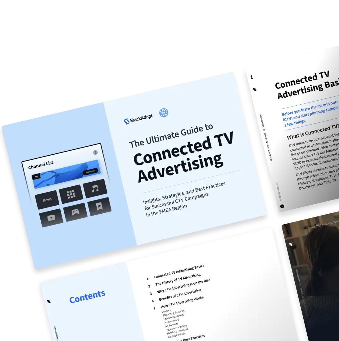 Cover design for StackAdapt's Ultimate Guide to Connected TV Advertising in the EMEA Region