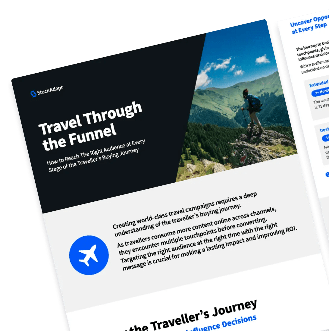 Cover design for StackAdapt's Travel Through the Funnel guide