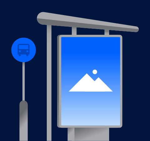 Illustration of digital out-of-home advertising on a bus stop