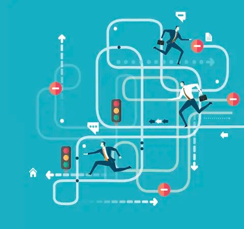 Illustration of roads and traffic lights